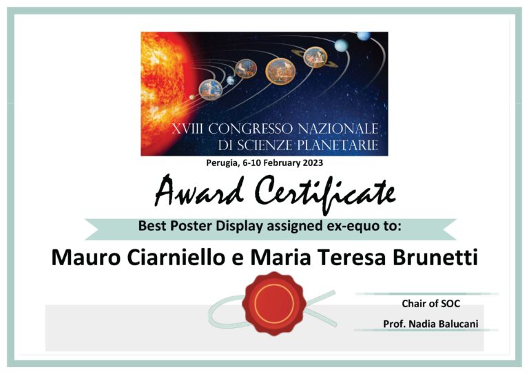 Award Certificate Congresso CNSP2023 Perugia Poster Nomi 768x543