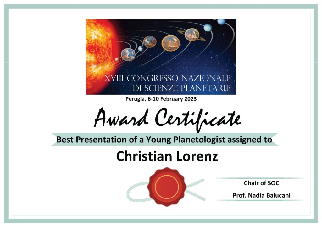 Award Certificate Congresso CNSP2023 Perugia Talk Nome 1024x724